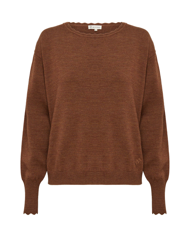 Iris & Wool - Core Merino Logo Sweater - Walnut