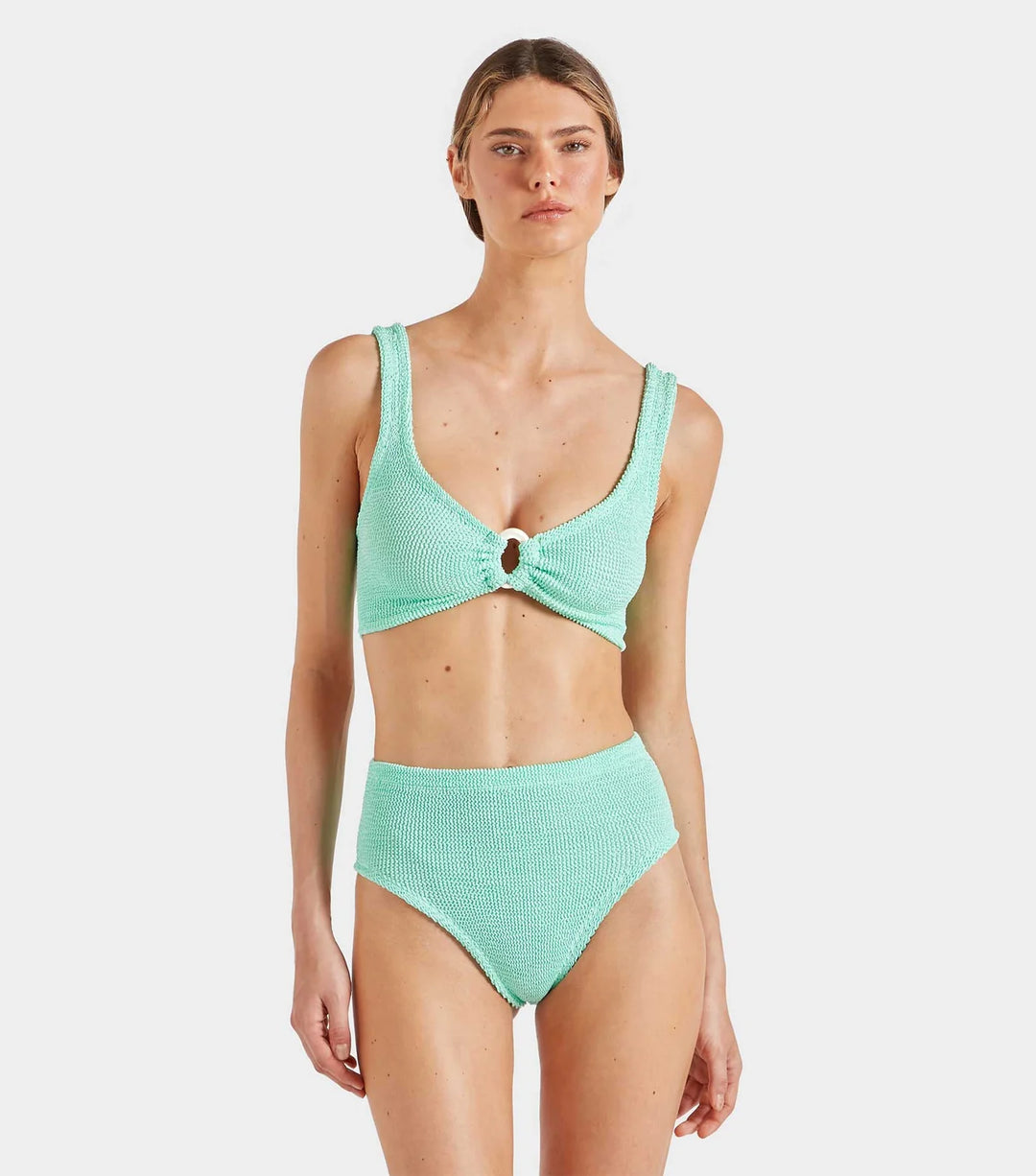 Hunza G - Nadine Bikini With Pearly Hoop - Metallic Mint