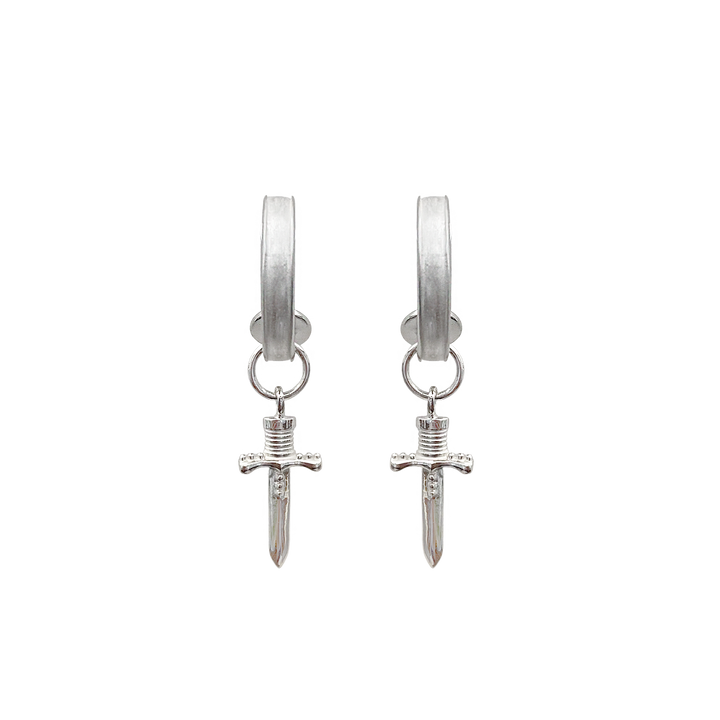 Mountain & Moon - Dagger Mini Hoops - Silver
