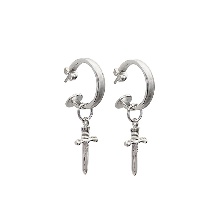 Mountain & Moon - Dagger Mini Hoops - Silver