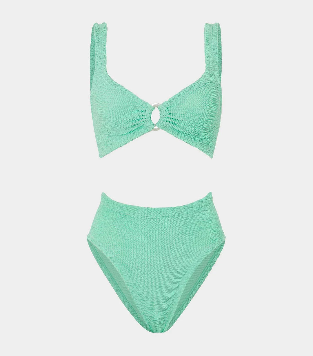 Hunza G - Nadine Bikini With Pearly Hoop - Metallic Mint