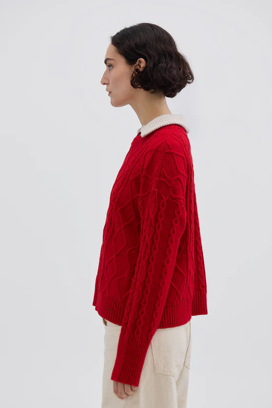 Iris and Wool - Heart Cable Sweater - True Red