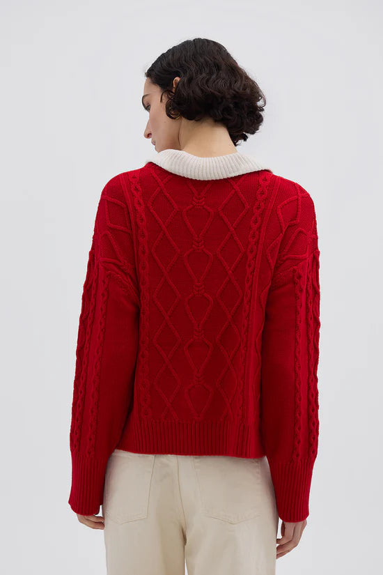 Iris and Wool - Heart Cable Sweater - True Red