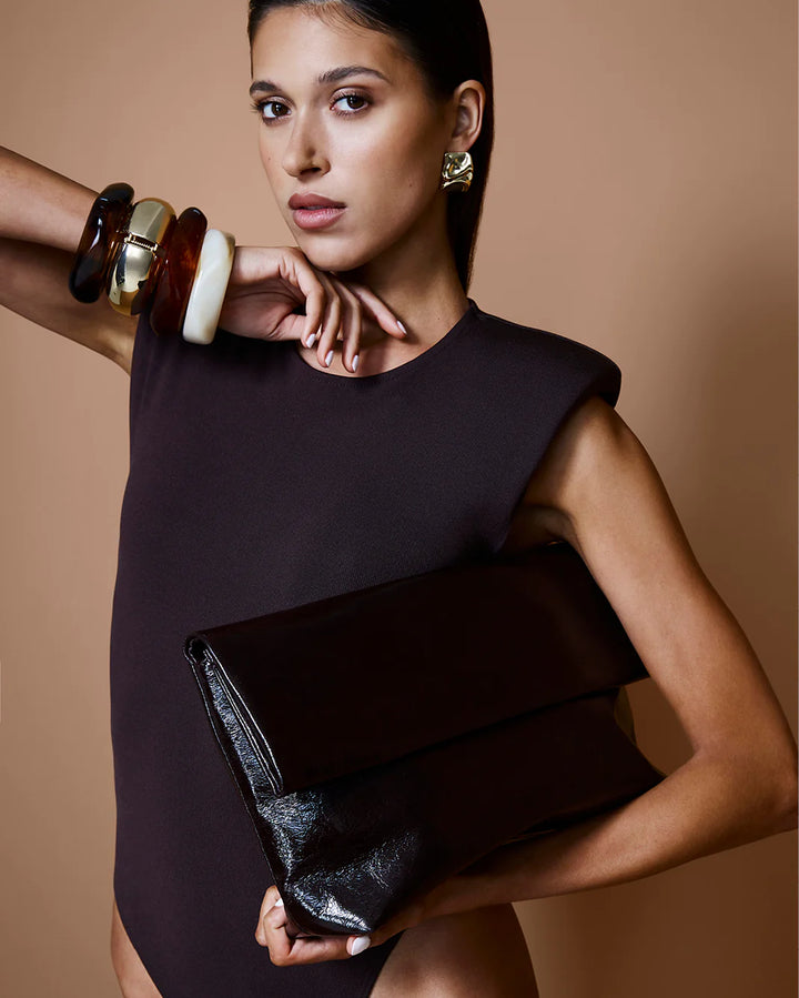 Billini - Rylee Clutch Bag - Merlot Crinkle Patent