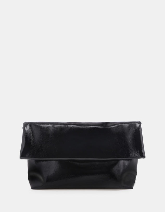 Billini - Rylee Clutch Bag - Black Crinkle Patent