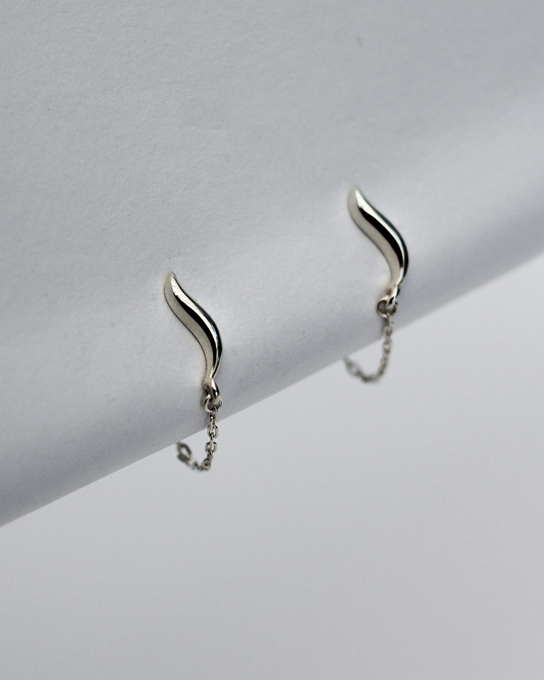 F+H - Wave Chain Studs - Silver