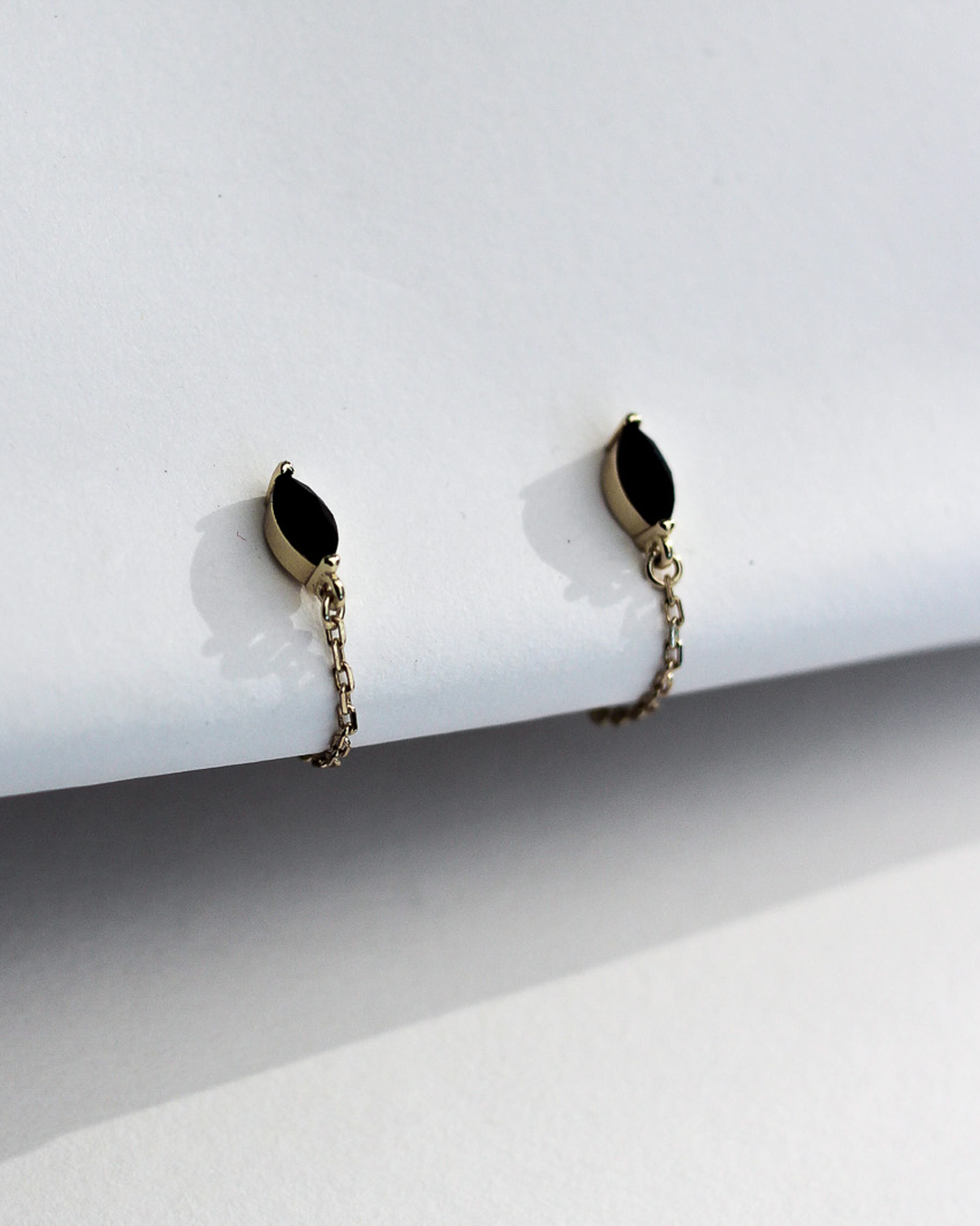 F+H - Marquise Chain Studs - Onyx