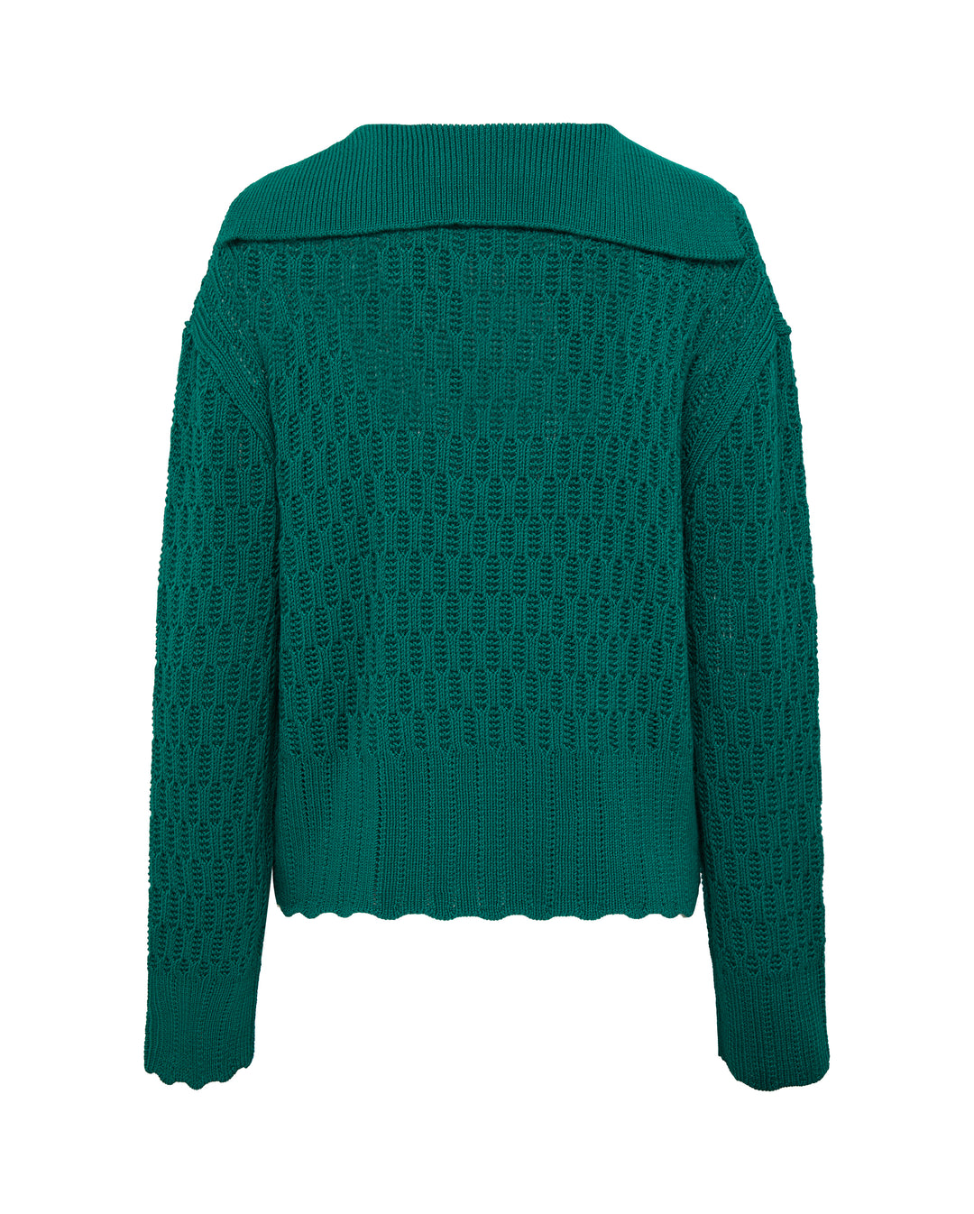 Iris & Wool - Corded Rib Sailor Collar Sweater - Emerald