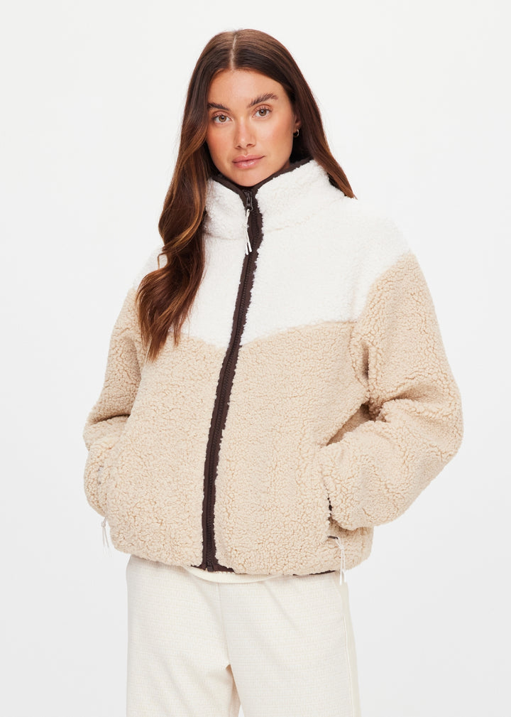 The Upside -  Harlow Fleece Zip Through - Pebble