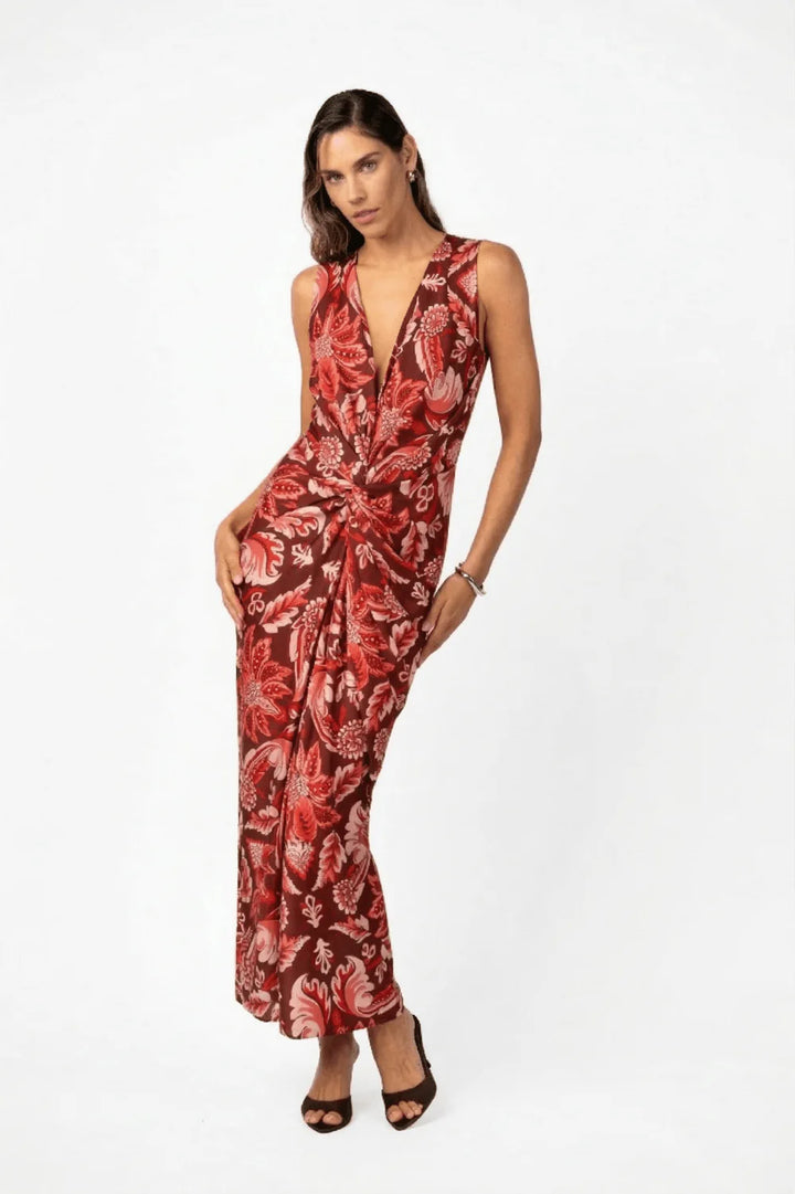 One Fell Swoop Gaia Maxi V2 Porta Rosa Printed Satin