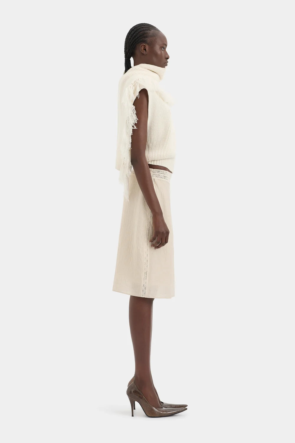 Sir Livae Knitted Scarf Top Ivory