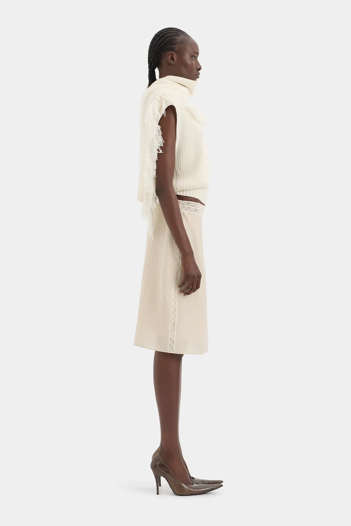 Sir Livae Knitted Scarf Top Ivory