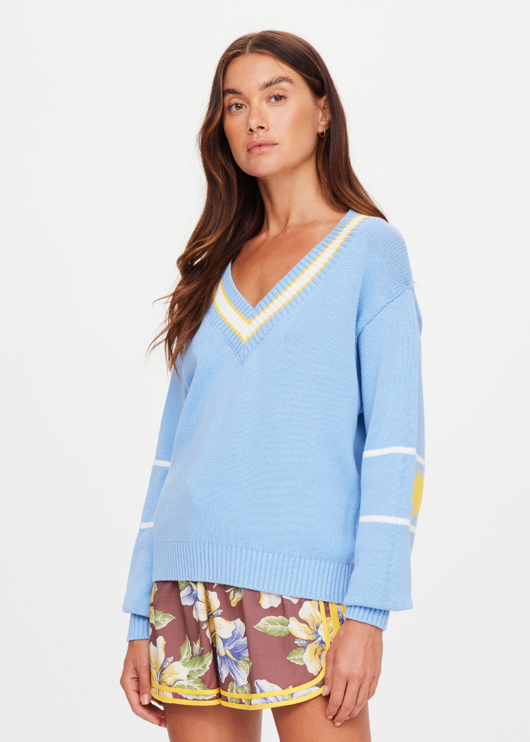The Upside Rever Josette V Neck Sweater Sky