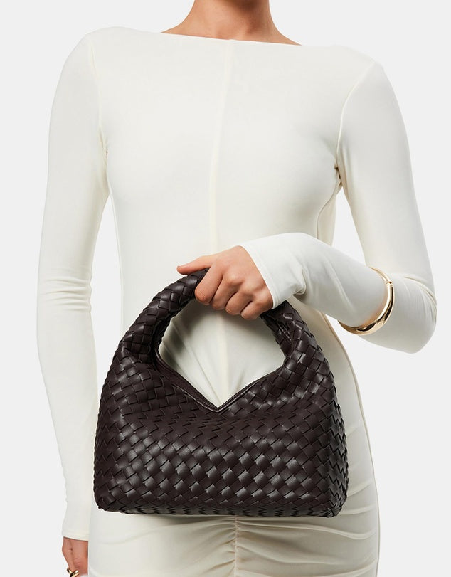 Billini - Solene Woven Handle Bag - Chocolate
