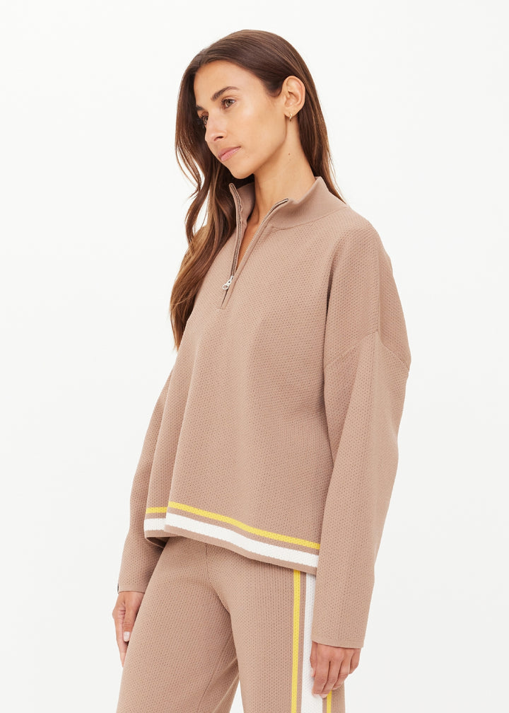The Upside - Veneto Carter Knit Zip Top - Mocha