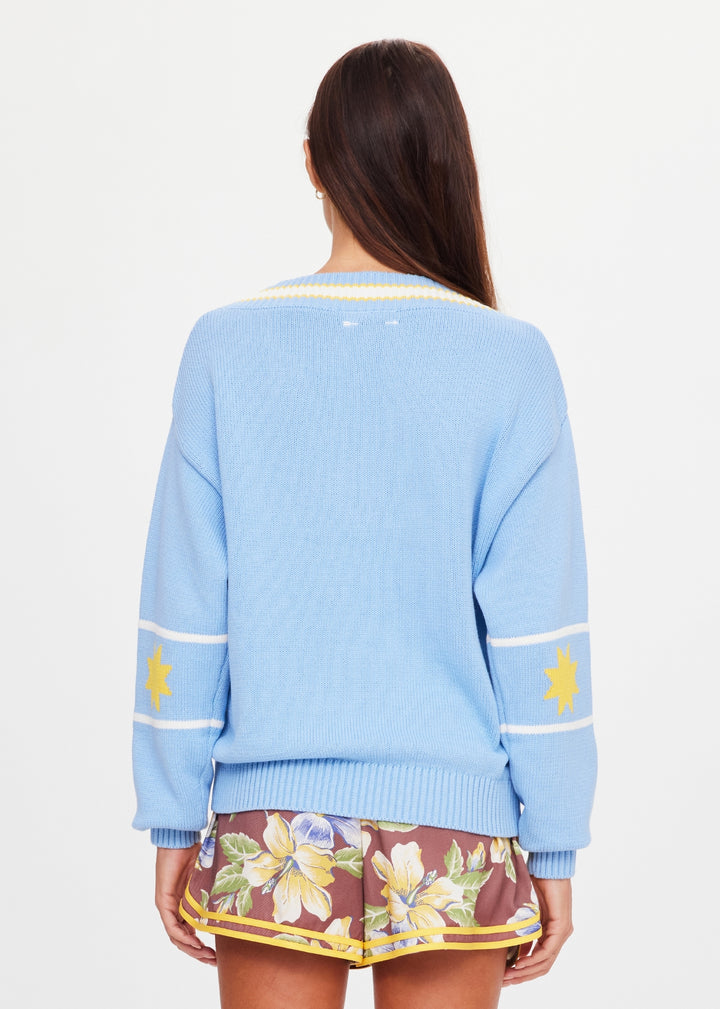 The Upside Rever Josette V Neck Sweater Sky