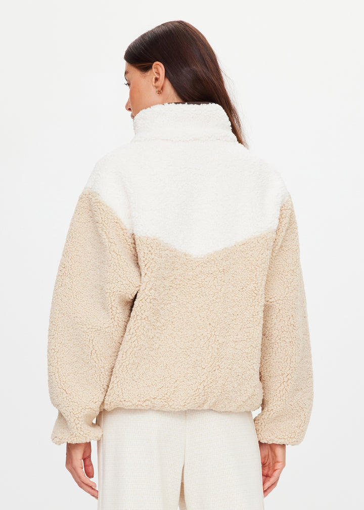 The Upside -  Harlow Fleece Zip Through - Pebble
