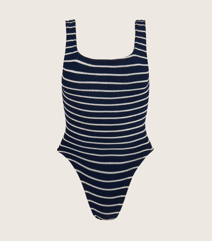 Hunza G - Square Neck Swim - Navy/White