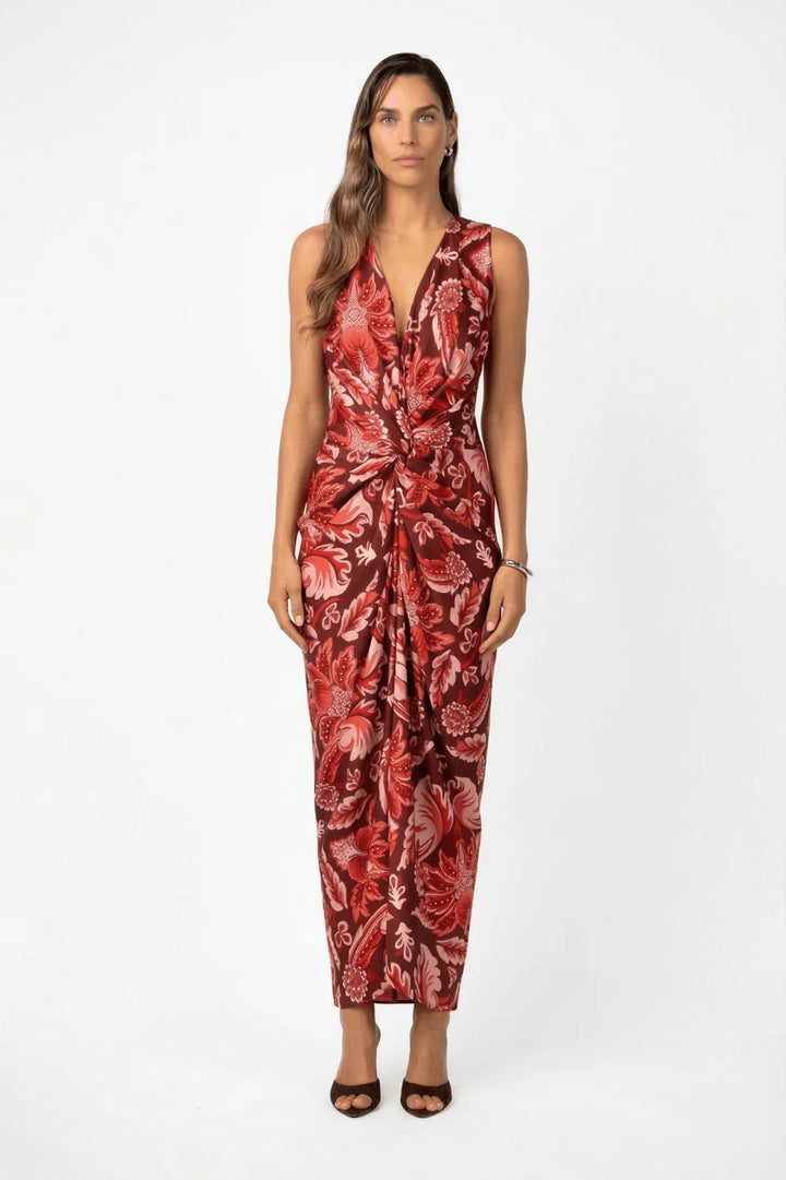 One Fell Swoop Gaia Maxi V2 Porta Rosa Printed Satin