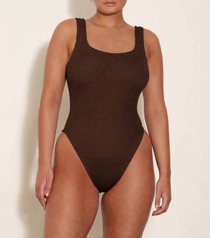 Hunza G - Square Neck Swim - Metallic Chocolate