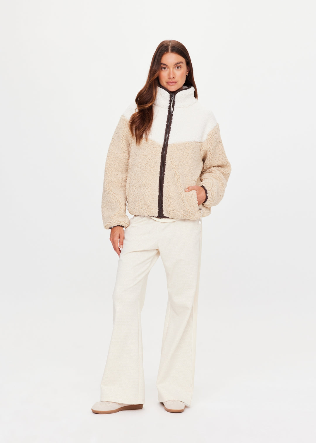 The Upside -  Harlow Fleece Zip Through - Pebble