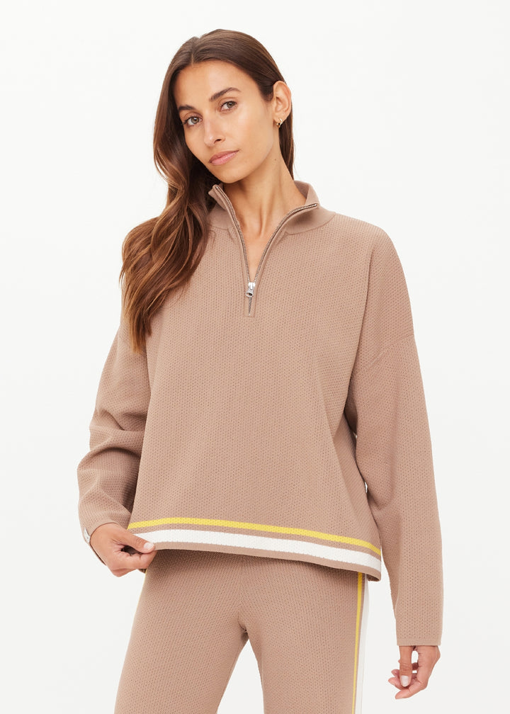 The Upside - Veneto Carter Knit Zip Top - Mocha