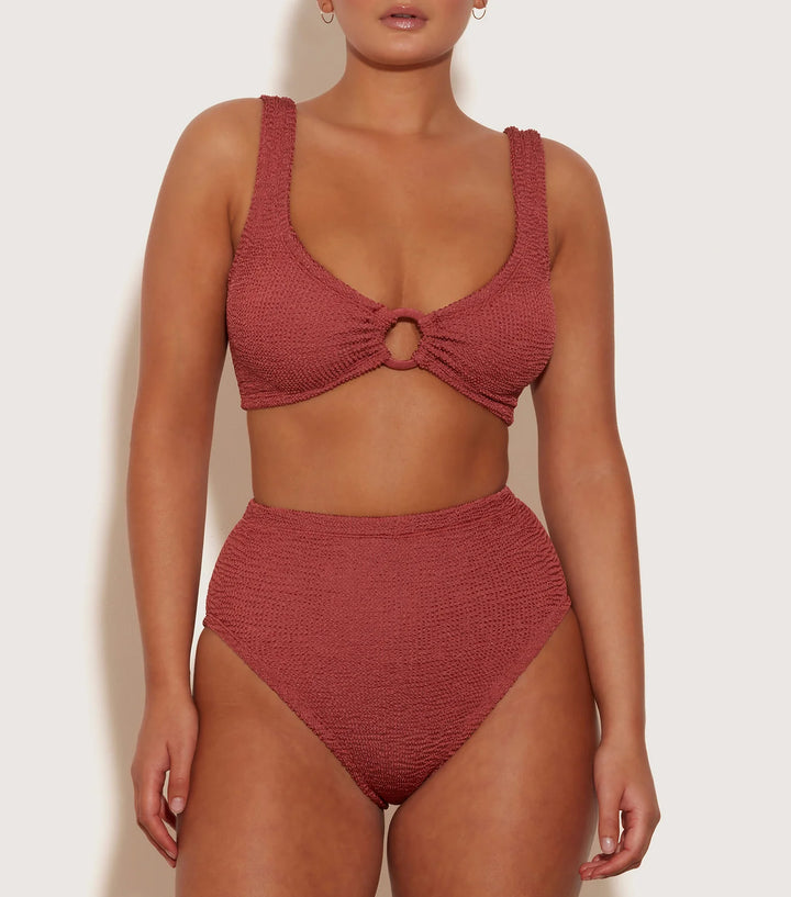 Hunza G - Nadine Bikini - Fabric Hoops - Metallic Rosewood