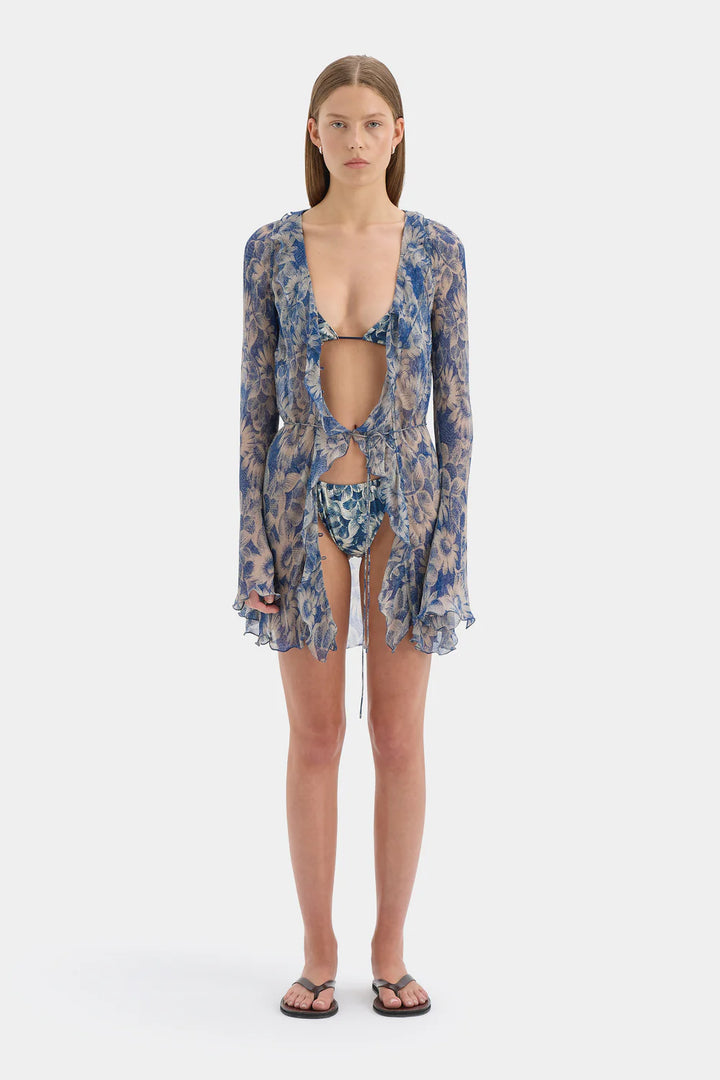 Sir The Label Lilia Ruffle Long Sleeve Mini Dress Daisy Meadow