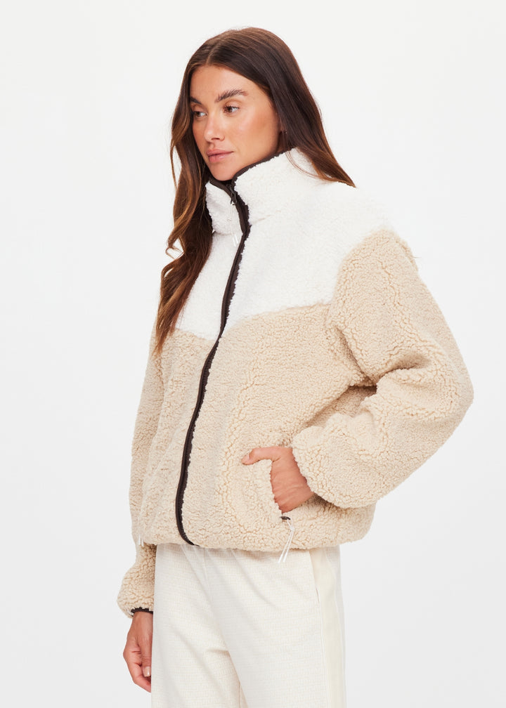 The Upside -  Harlow Fleece Zip Through - Pebble