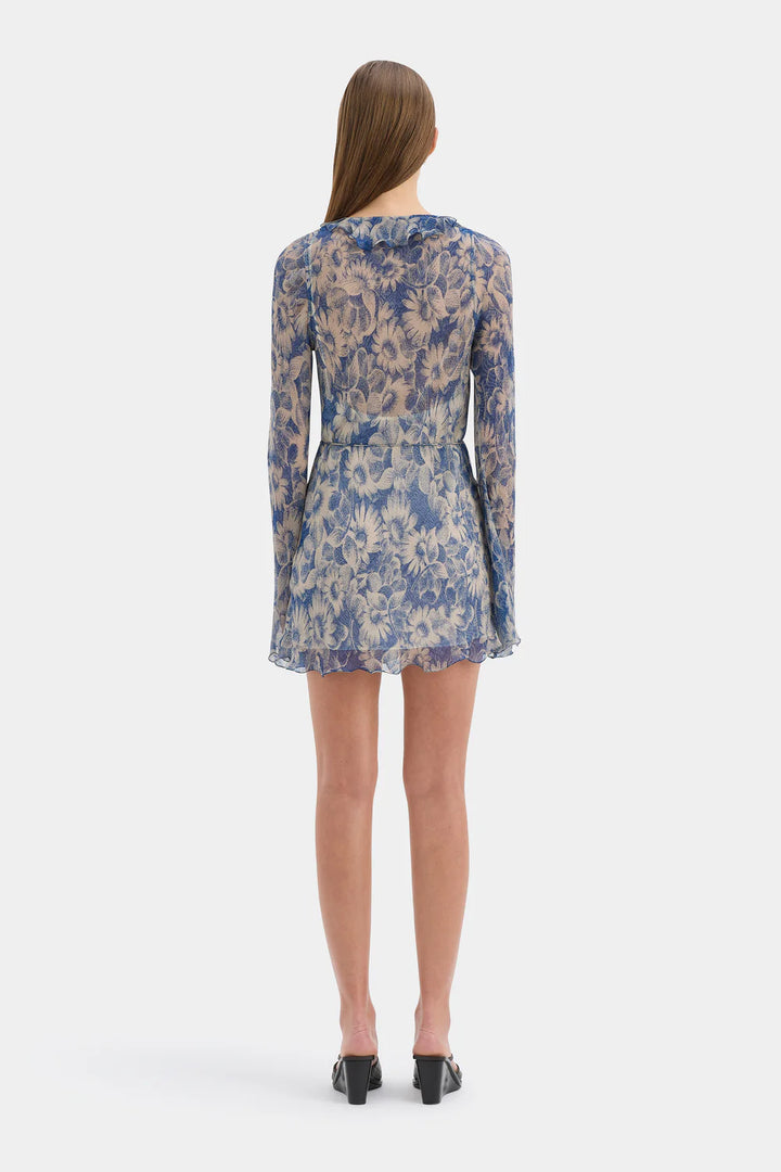 Sir The Label Lilia Ruffle Long Sleeve Mini Dress Daisy Meadow