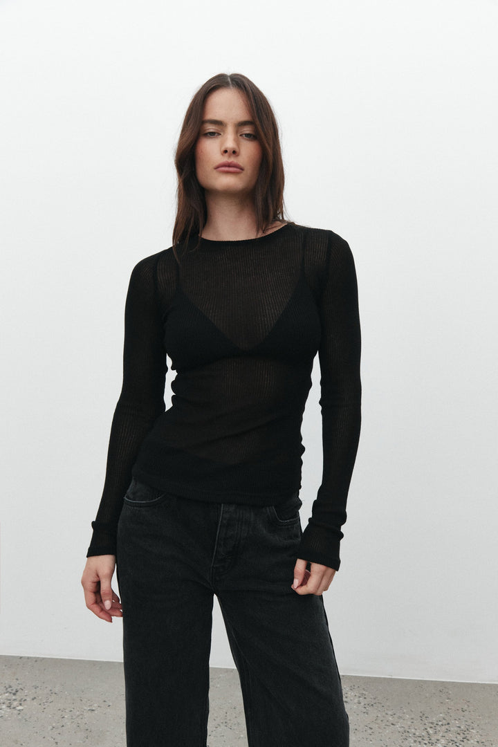 Bayse - Myles Crew Neck Top - Black