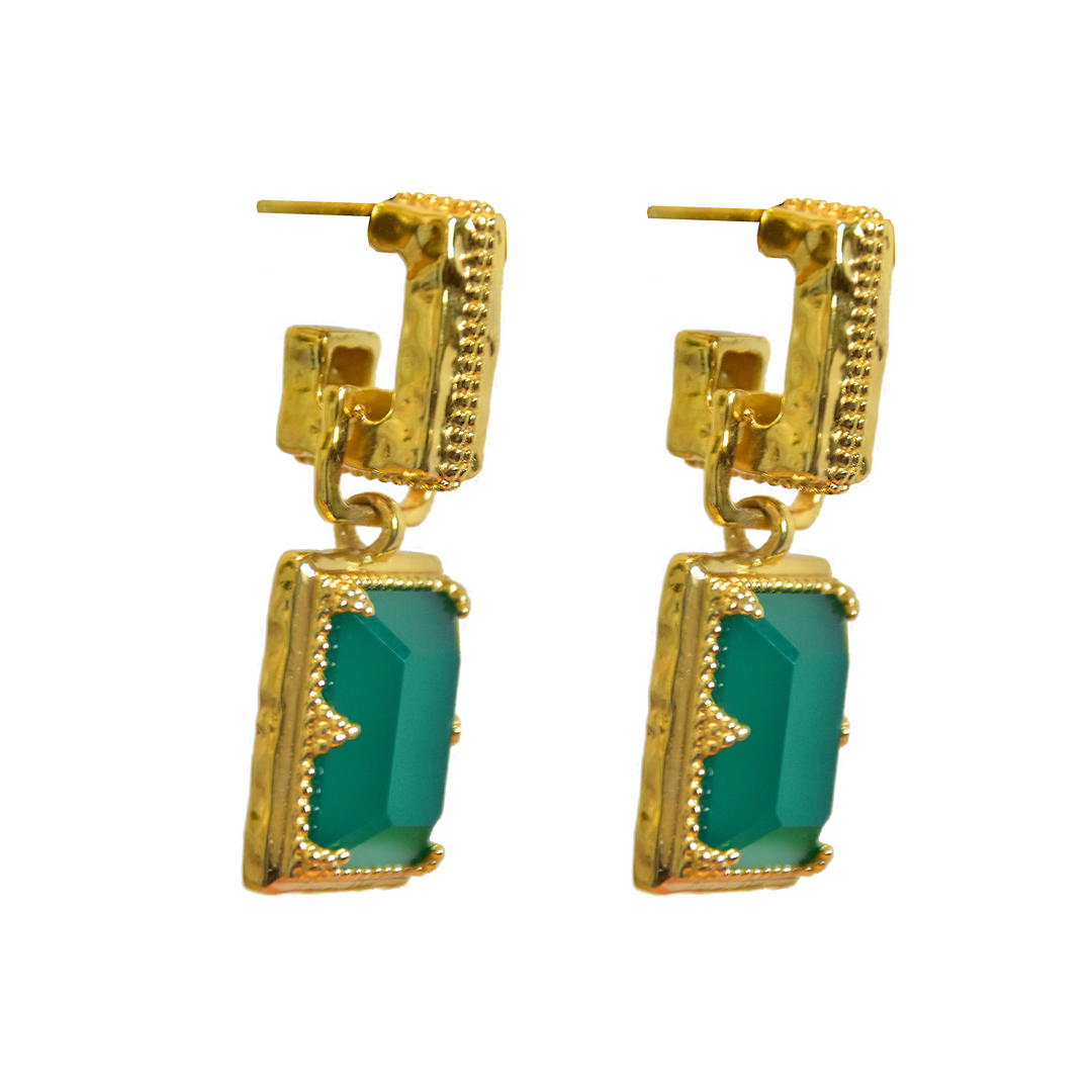 Mountain & Moon Alexandra Earrings - Green Onyx