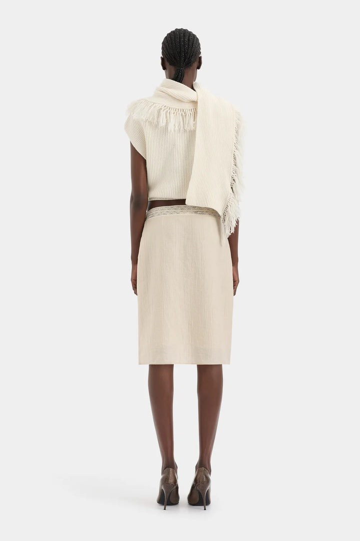 Sir Livae Knitted Scarf Top Ivory