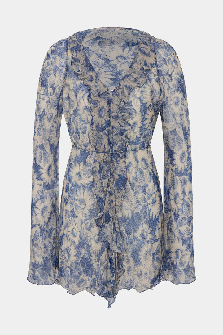 Sir The Label Lilia Ruffle Long Sleeve Mini Dress Daisy Meadow