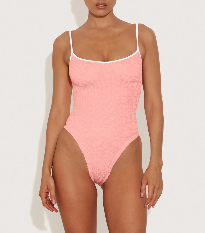 Hunza G - Pamela Swim Contrast - Peach/white