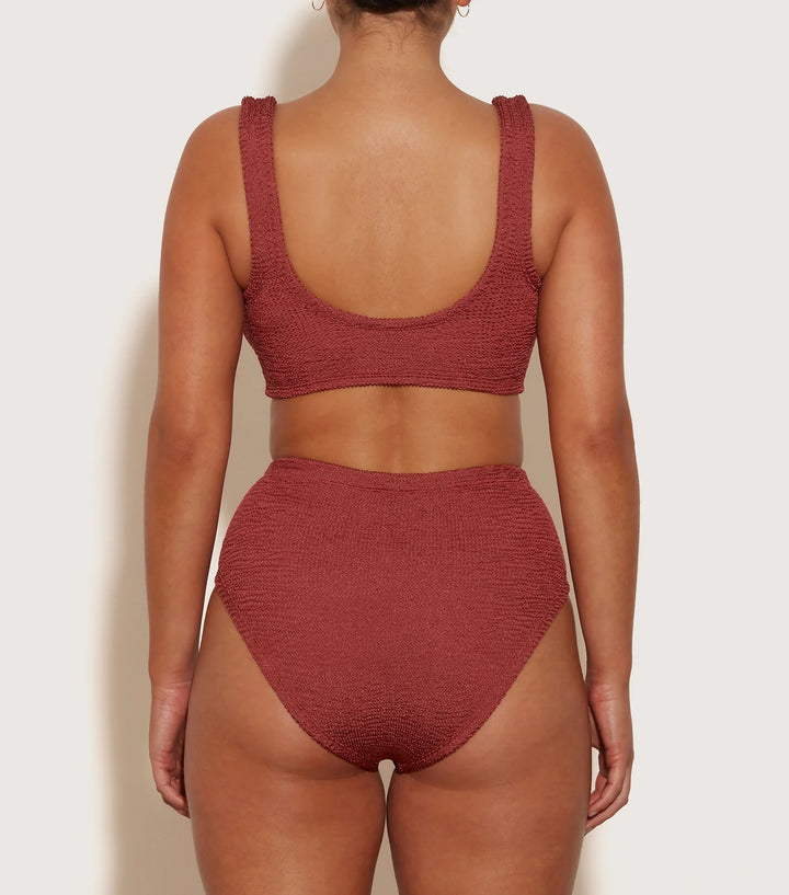 Hunza G - Nadine Bikini - Fabric Hoops - Metallic Rosewood