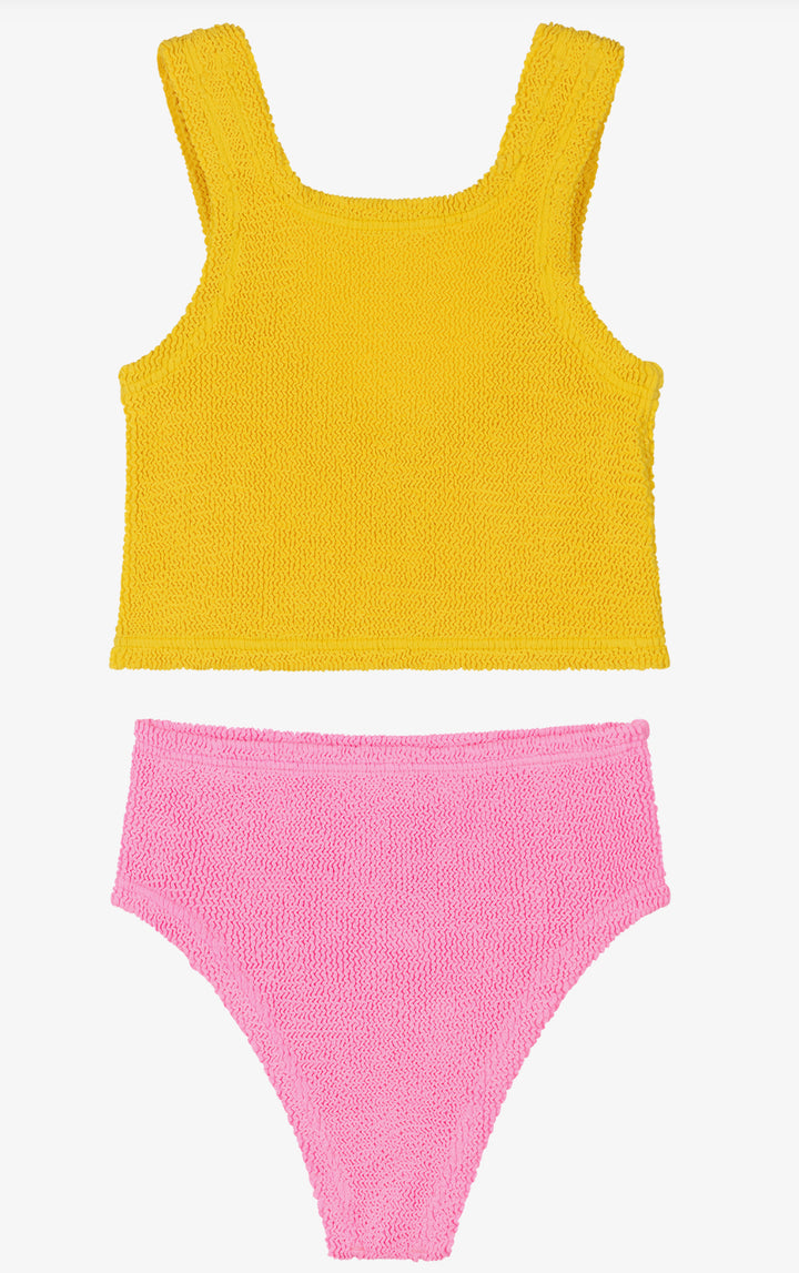 Hunza G - Duo Lyra Bikini (Ages 7-12) - Sunflower Top & Bubblegum Bottom