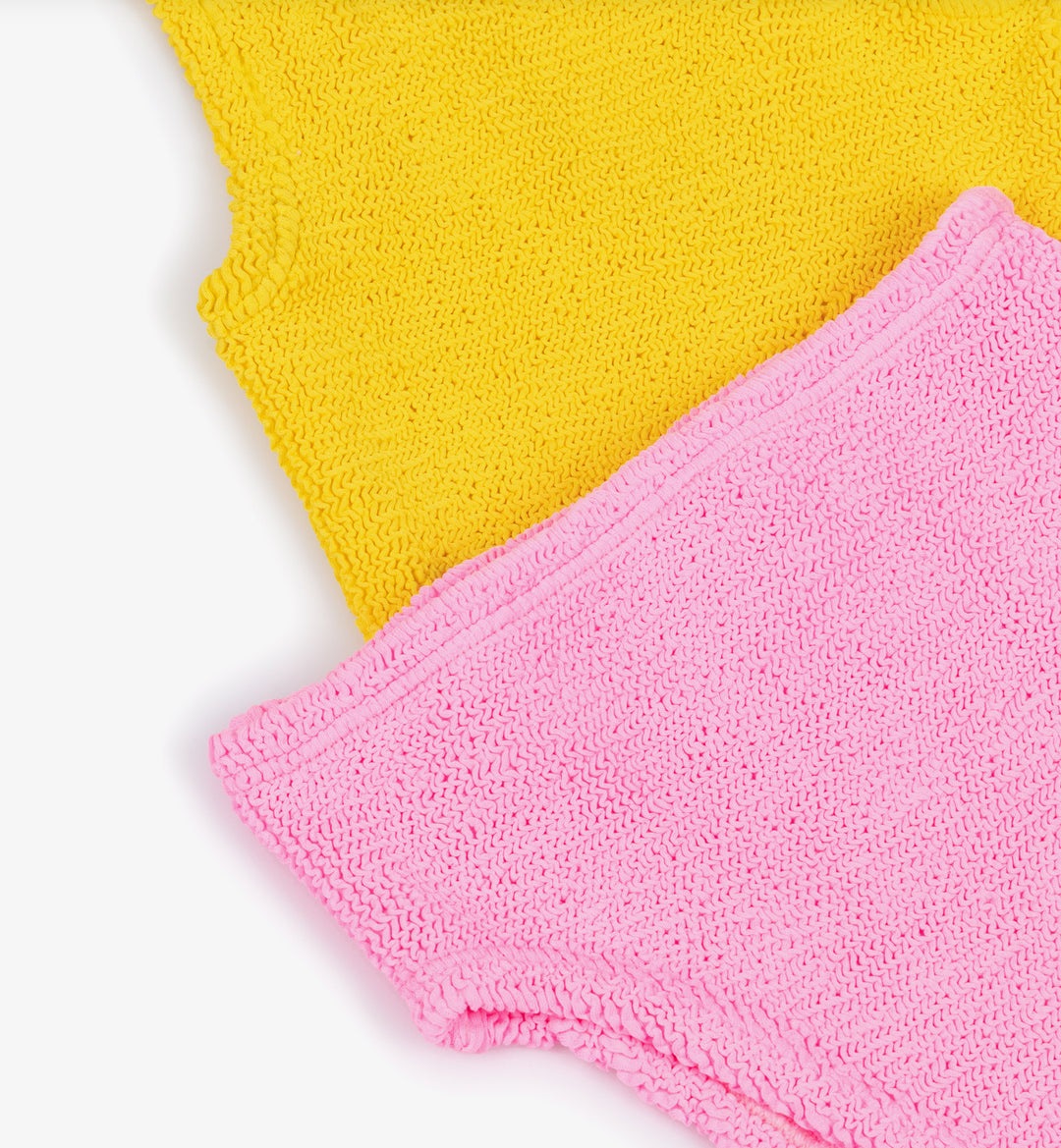 Hunza G - Duo Lyra Bikini (Ages 7-12) - Sunflower Top & Bubblegum Bottom