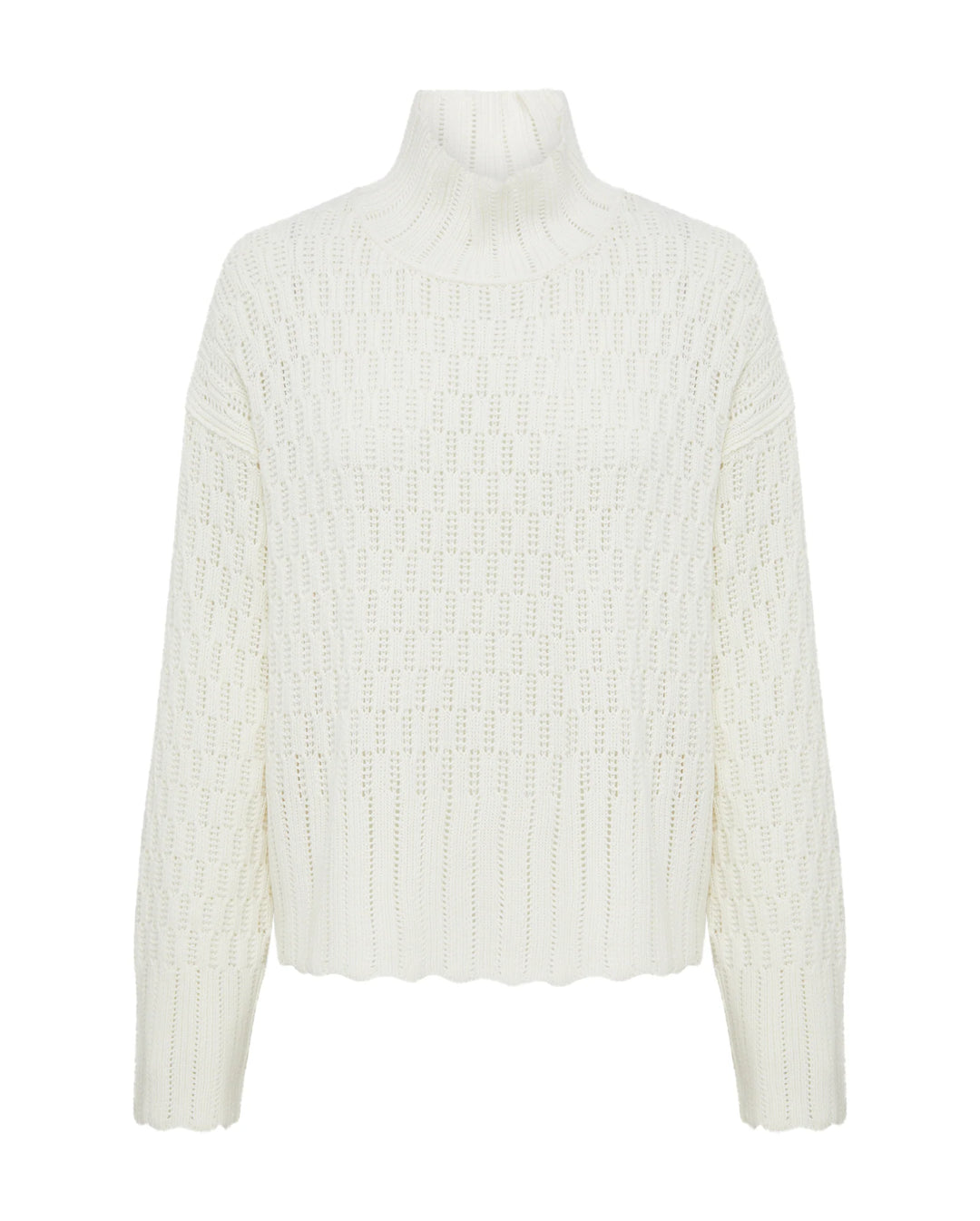 Iris & Wool - Corded Rib High Neck Sweater - Panna