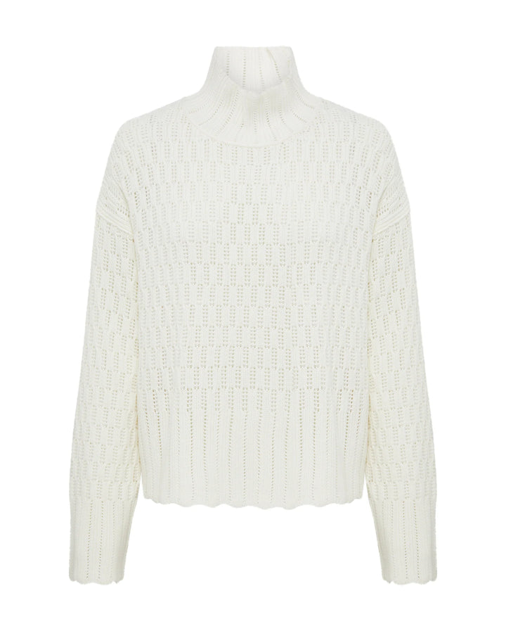 Iris & Wool - Corded Rib High Neck Sweater - Panna