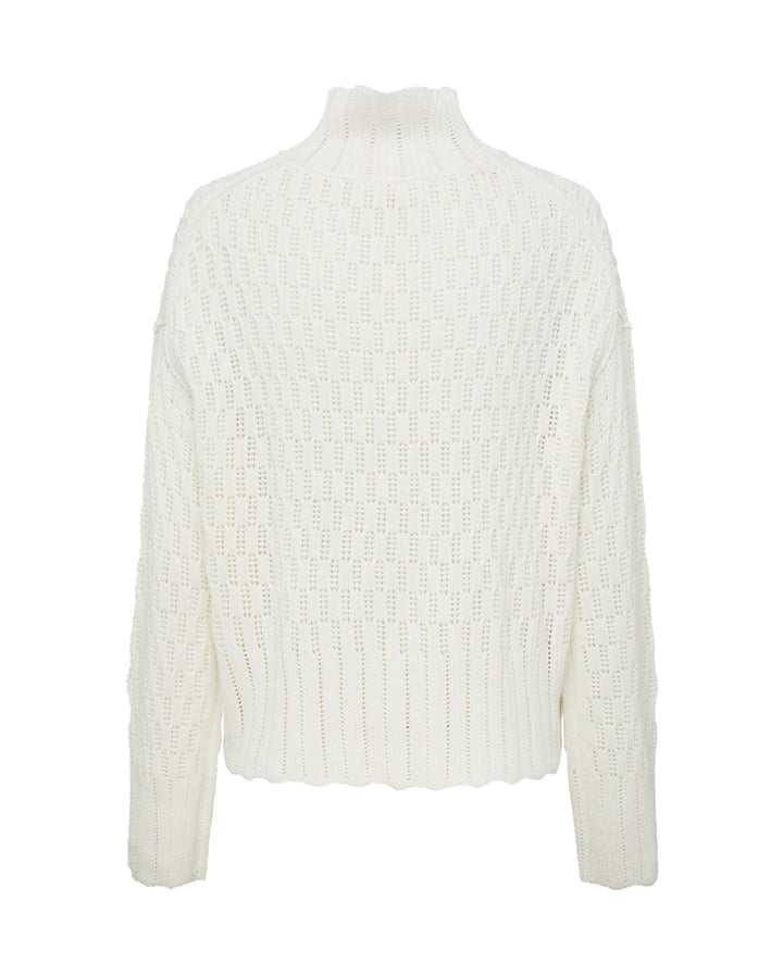 Iris & Wool - Corded Rib High Neck Sweater - Panna