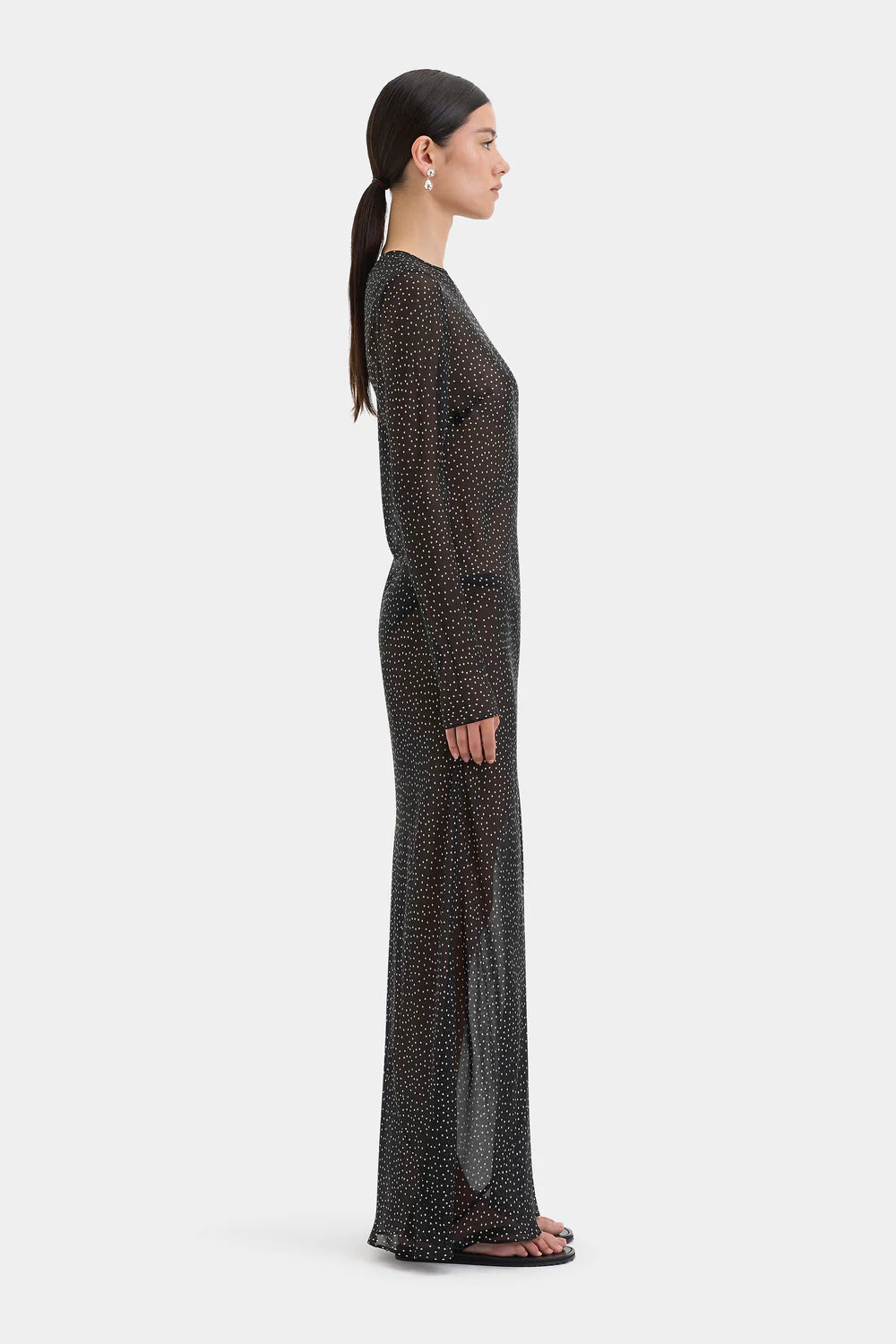 Sir The Label - Lisander Long Sleeve Dress - Polka Dot Nero