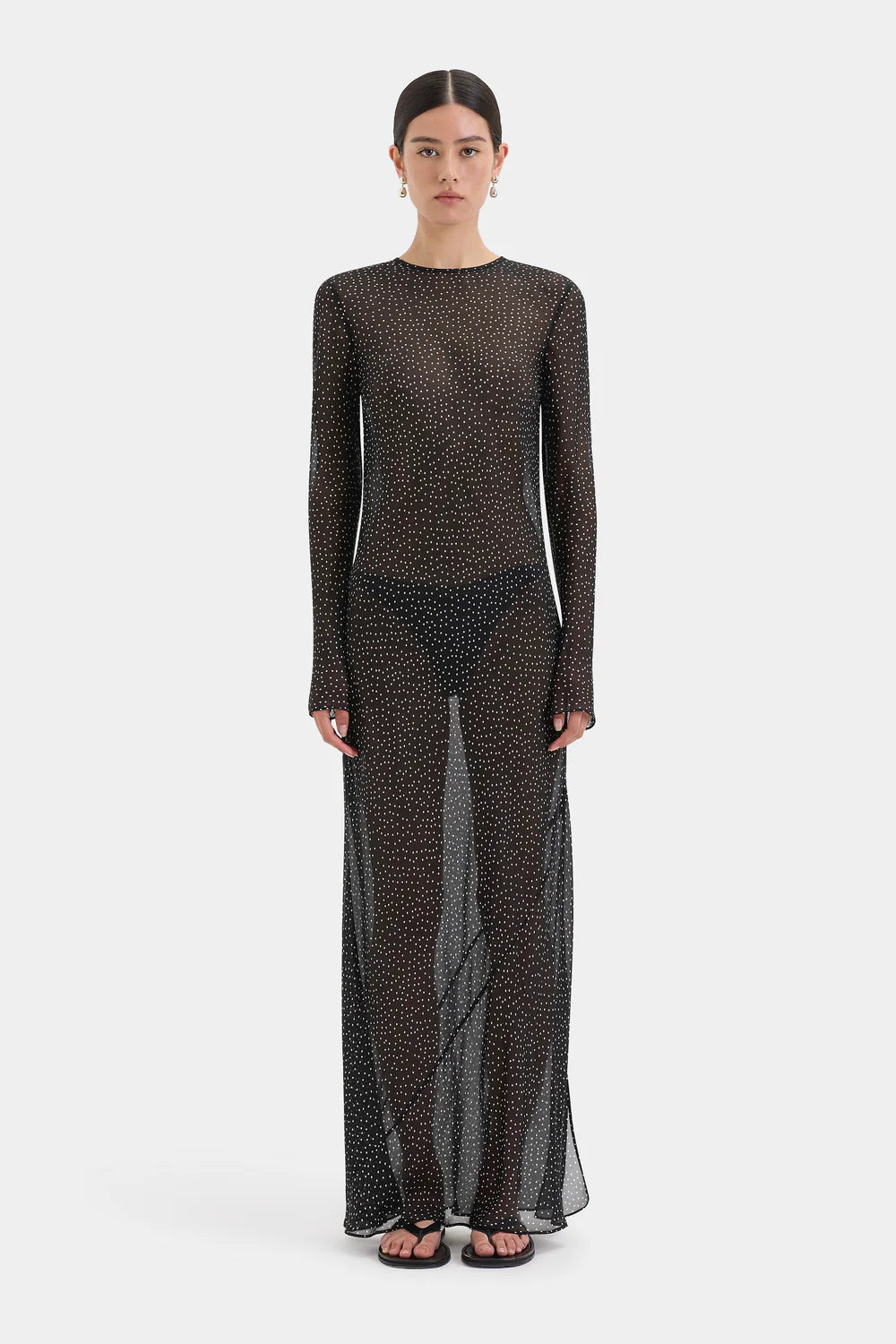 Sir The Label - Lisander Long Sleeve Dress - Polka Dot Nero