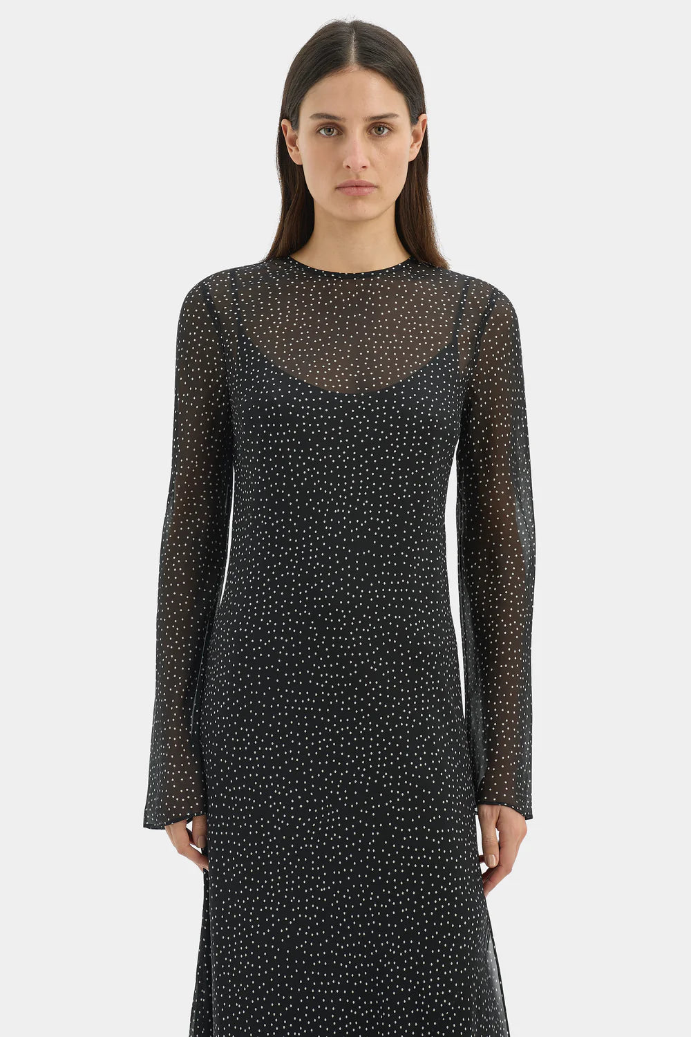 Sir The Label - Lisander Long Sleeve Dress - Polka Dot Nero