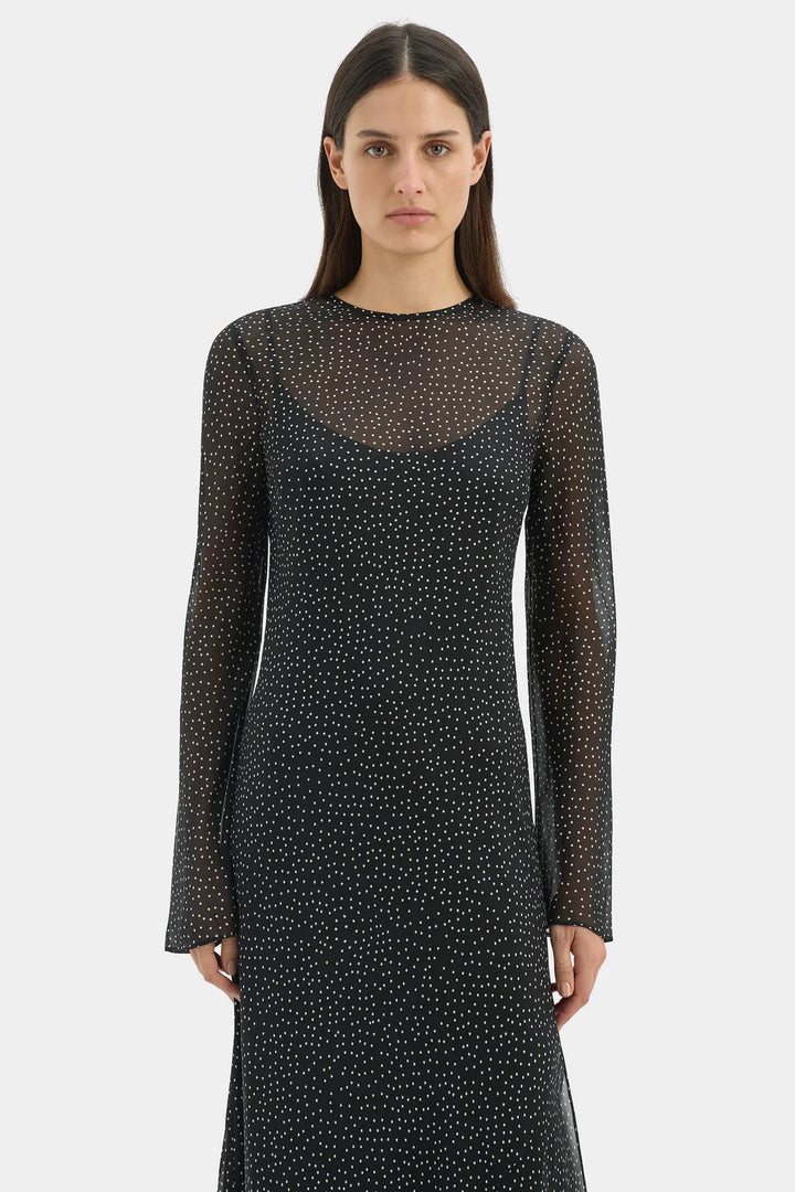Sir The Label - Lisander Long Sleeve Dress - Polka Dot Nero