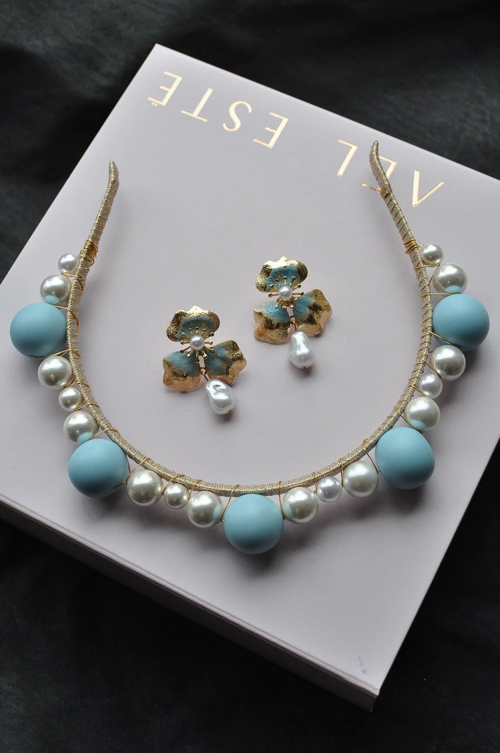 A’EL ESTE - Blue Tasmin Headband + Earring Set