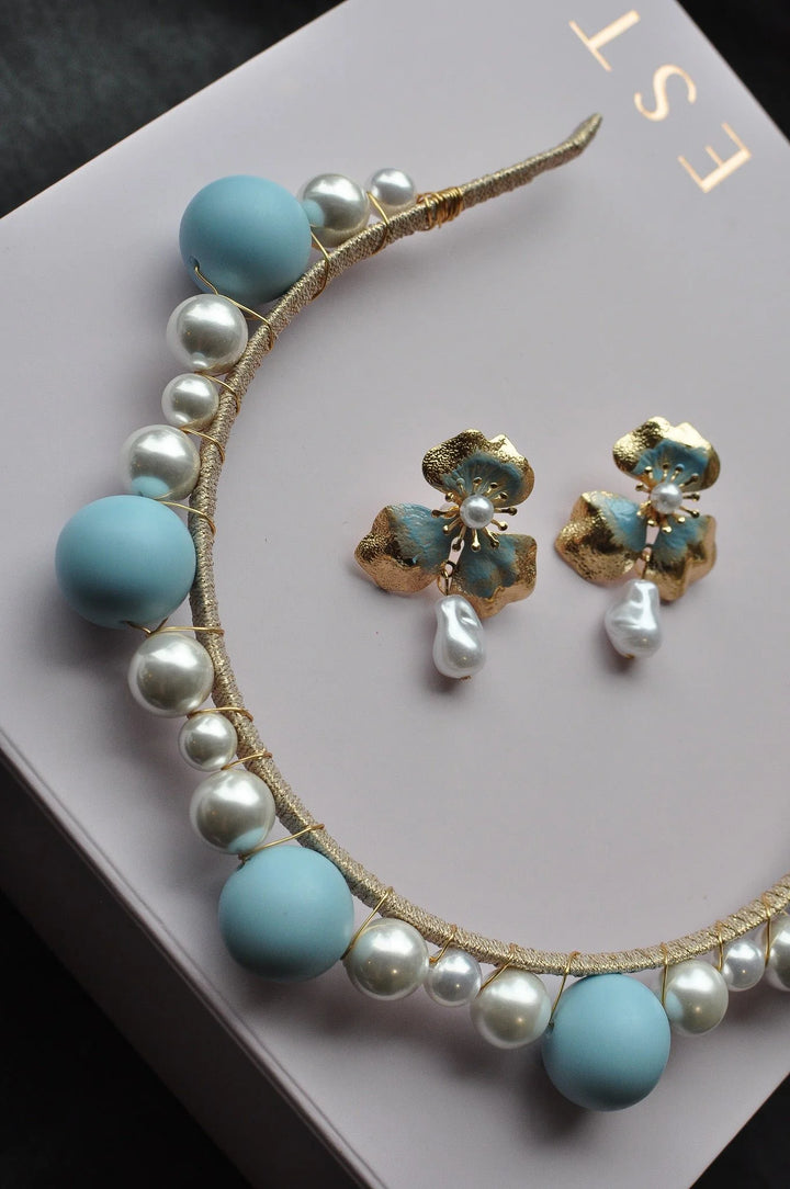 A’EL ESTE - Blue Tasmin Headband + Earring Set