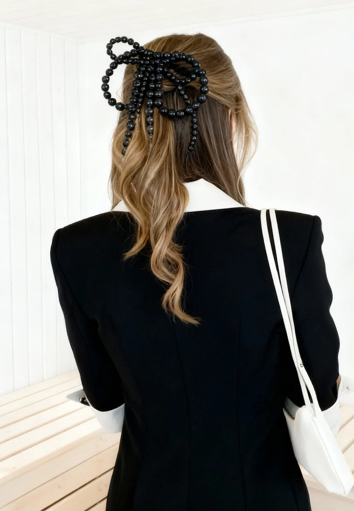 A’EL ESTE - Lottie Pearl Bow Comb - Black