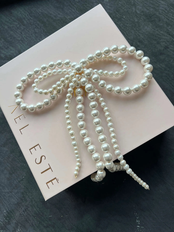 A’EL ESTE - Lottie Pearl Bow Comb - Pearl