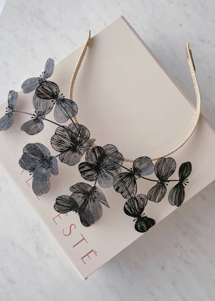 A’EL ESTE - Bella Black Flower Millinery Headpiece - Black